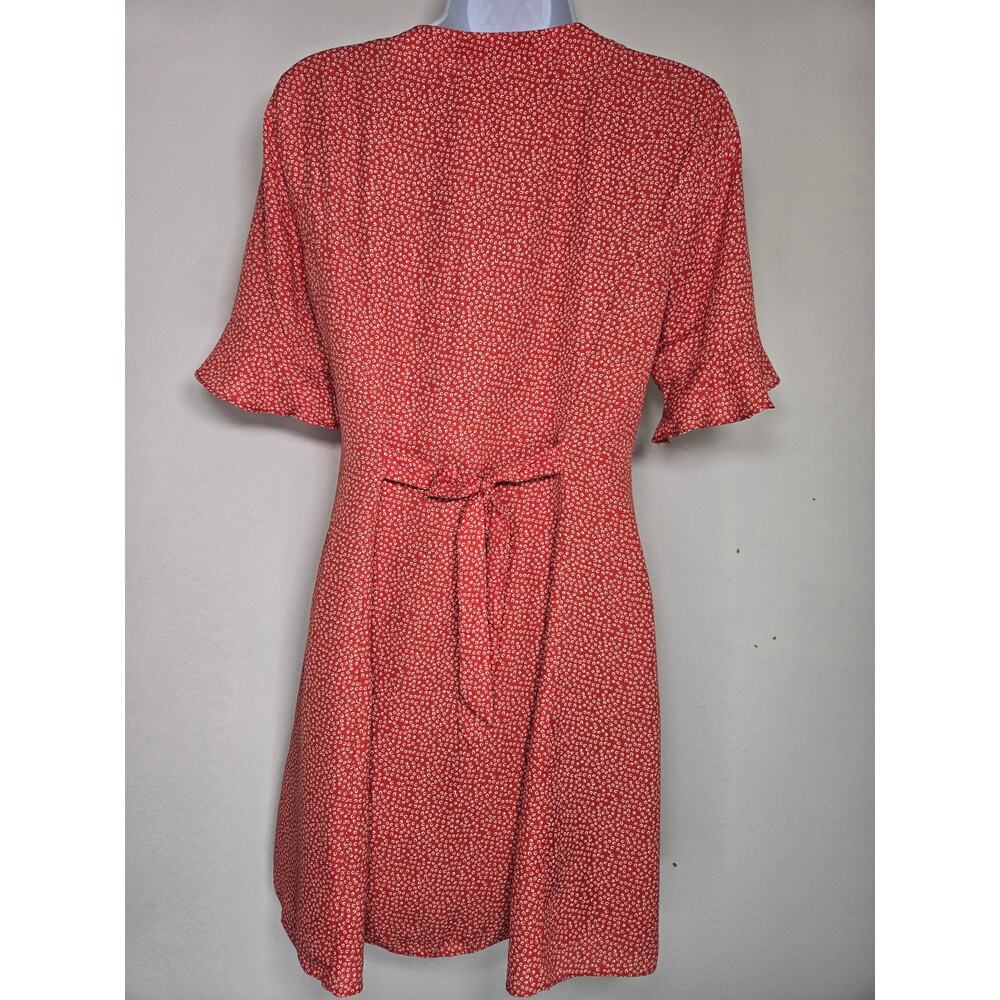 European Summer/90's vibes Lulus Women's Rust Red Print Button Up Dress. Size XS - Picture 3 of 13